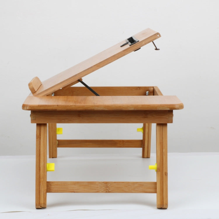 Folding Laptop Desk Bed Card Slot Lifting Type Lazy Computer Desk, Size: Medium (54cm), Style:with Drawer