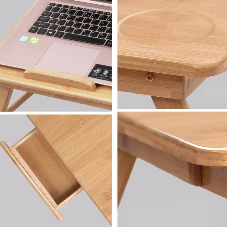 Folding Laptop Desk Bed Card Slot Lifting Type Lazy Computer Desk, Size: Large (72cm), Style:with Drawer