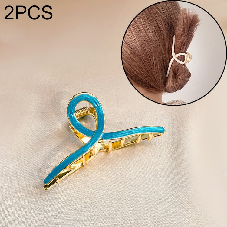 2 PCS Retro Cross Geometric Wild Hollow Hair Ornament Metal Hair Clip