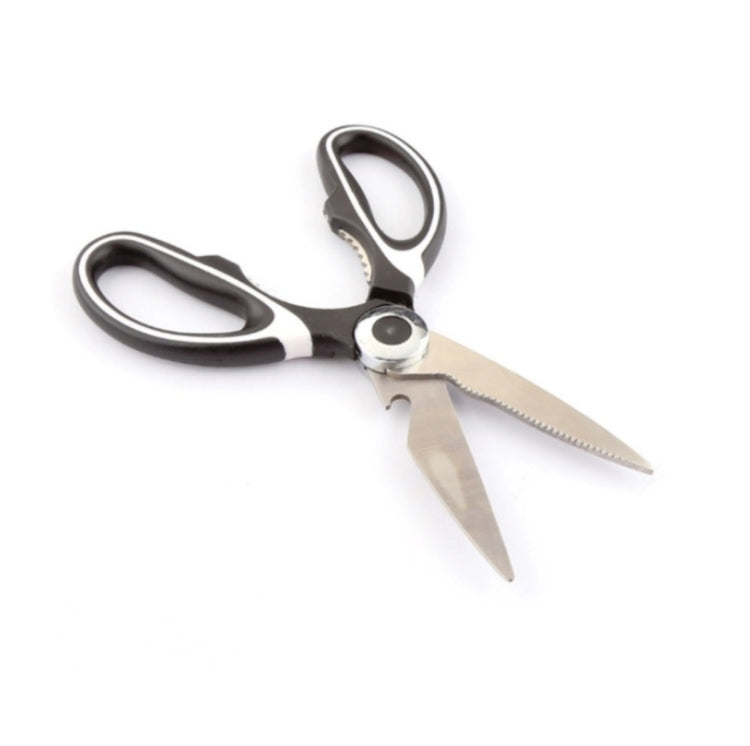 Multifunctional Household Stainless Steel Scissors Can Clamp Food Scissors(Black White)