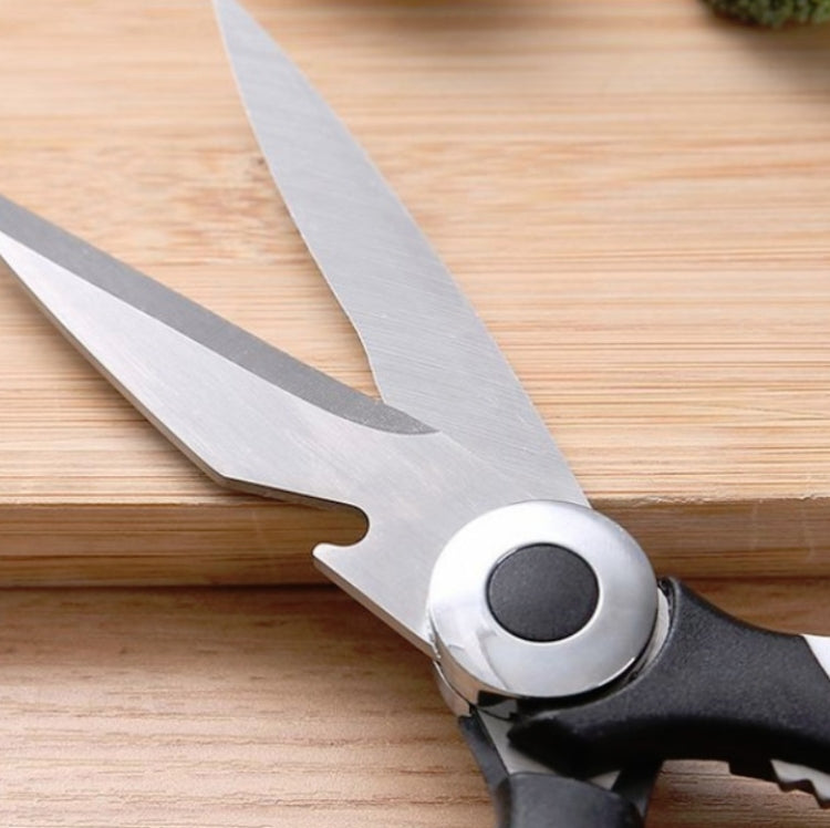 Multifunctional Household Stainless Steel Scissors Can Clamp Food Scissors(Black White)