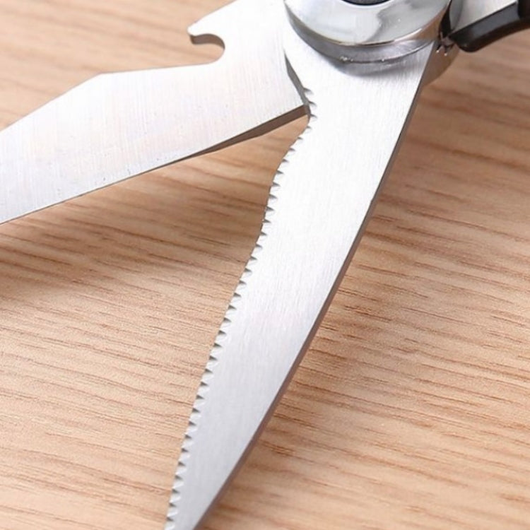 Multifunctional Household Stainless Steel Scissors Can Clamp Food Scissors(Black White)