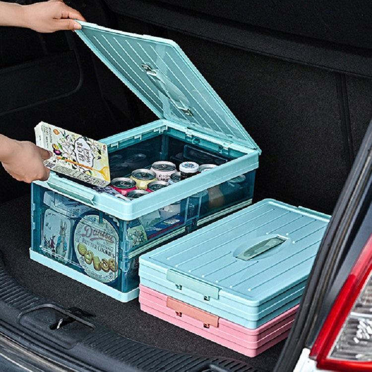 Plastic Simple Transparent Folding Storage Box With Lid Car Storage Box