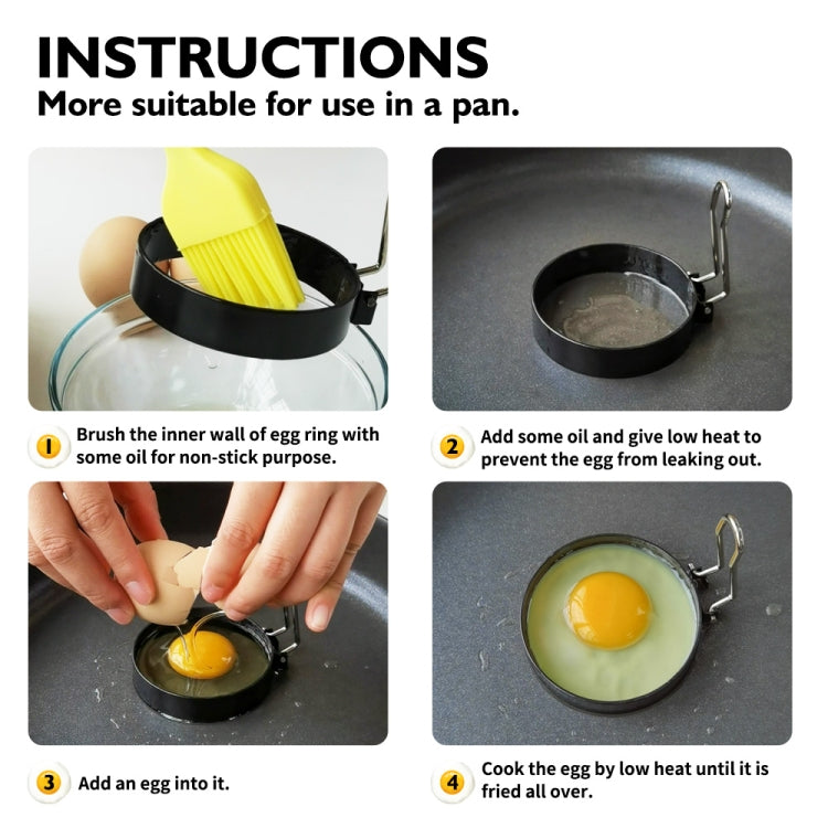 Egg Ring Iron Spray Non-Stick Round Omelette Model Omelette Mold, Specification: 2 PCS