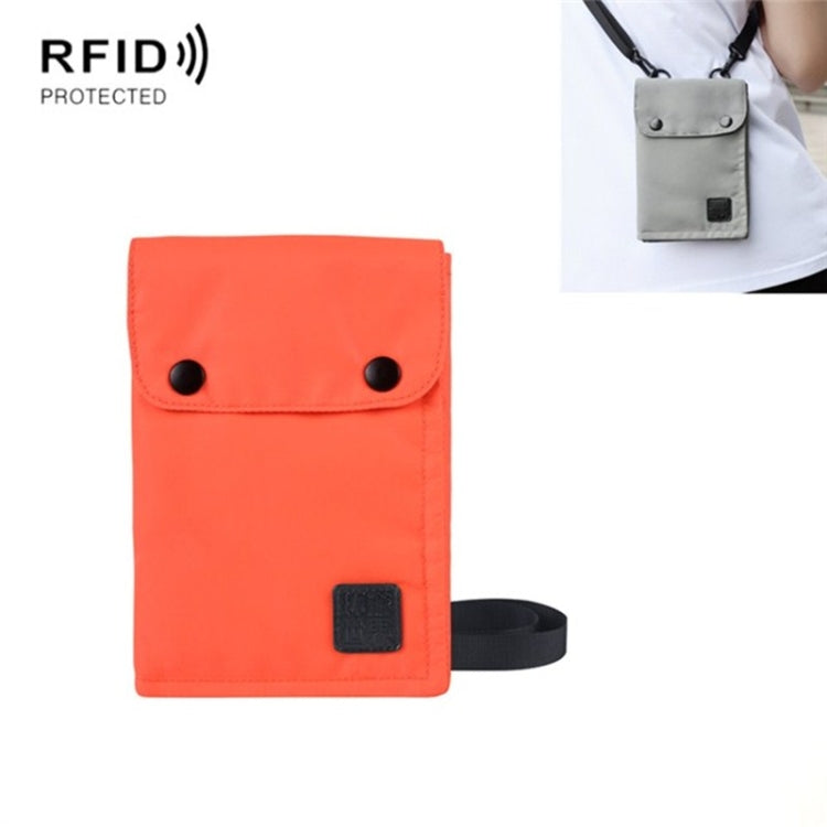 Antimagnetic RFID Hanging Neck Nylon Passport Bag Waterproof Storage Change Mobile Phone Bag
