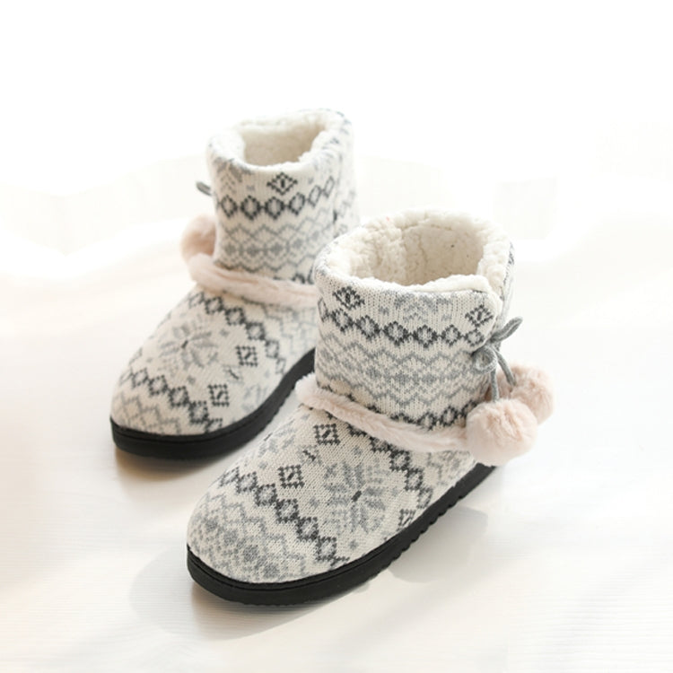 Winter High-Top Cotton Slippers Cotton Slippers With Heel Velvet Thick-Soled Indoor Warm Shoes, Size:35-36