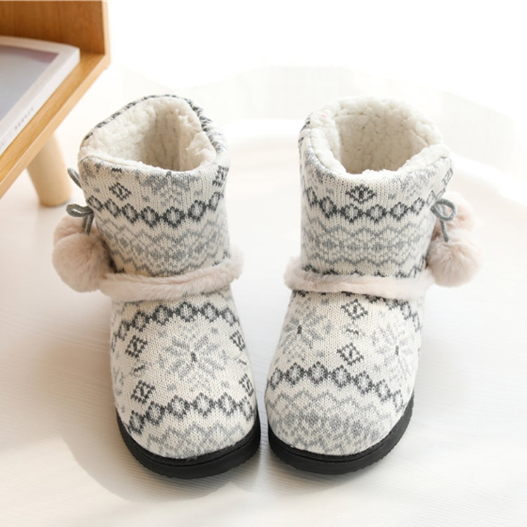 Winter High-Top Cotton Slippers Cotton Slippers With Heel Velvet Thick-Soled Indoor Warm Shoes, Size:35-36