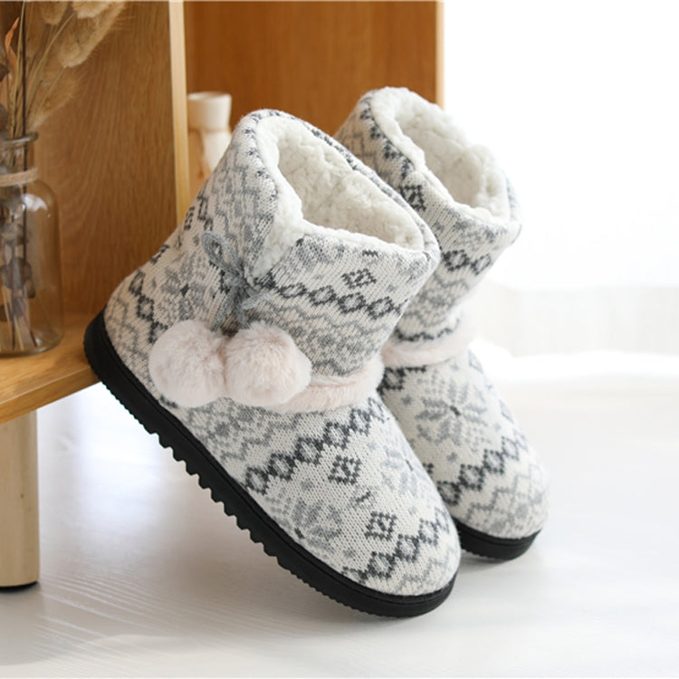 Winter High-Top Cotton Slippers Cotton Slippers With Heel Velvet Thick-Soled Indoor Warm Shoes, Size:35-36