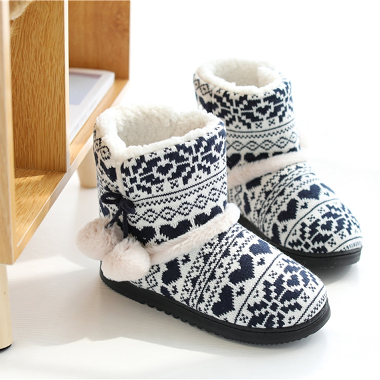 Winter High-Top Cotton Slippers Cotton Slippers With Heel Velvet Thick-Soled Indoor Warm Shoes, Size:35-36