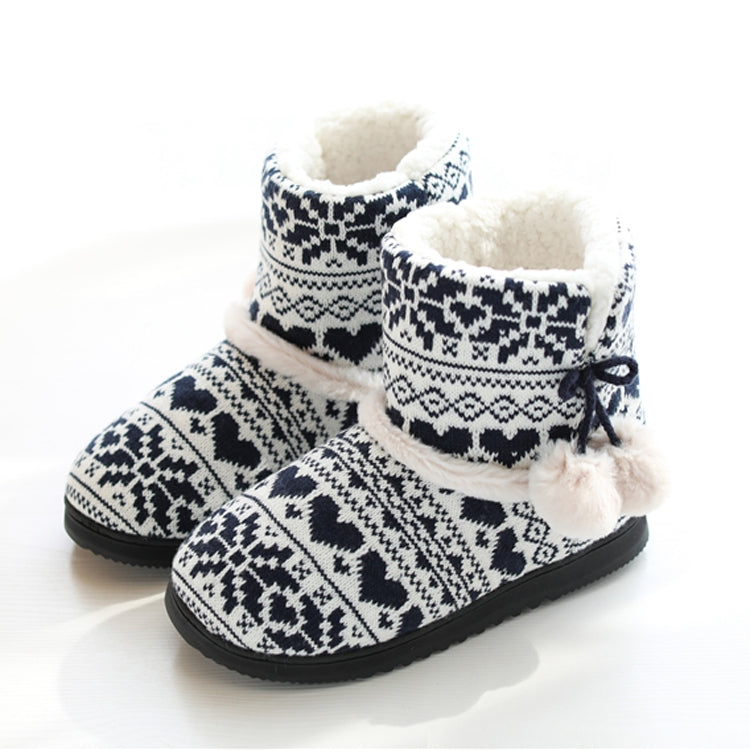 Winter High-Top Cotton Slippers Cotton Slippers With Heel Velvet Thick-Soled Indoor Warm Shoes, Size:35-36