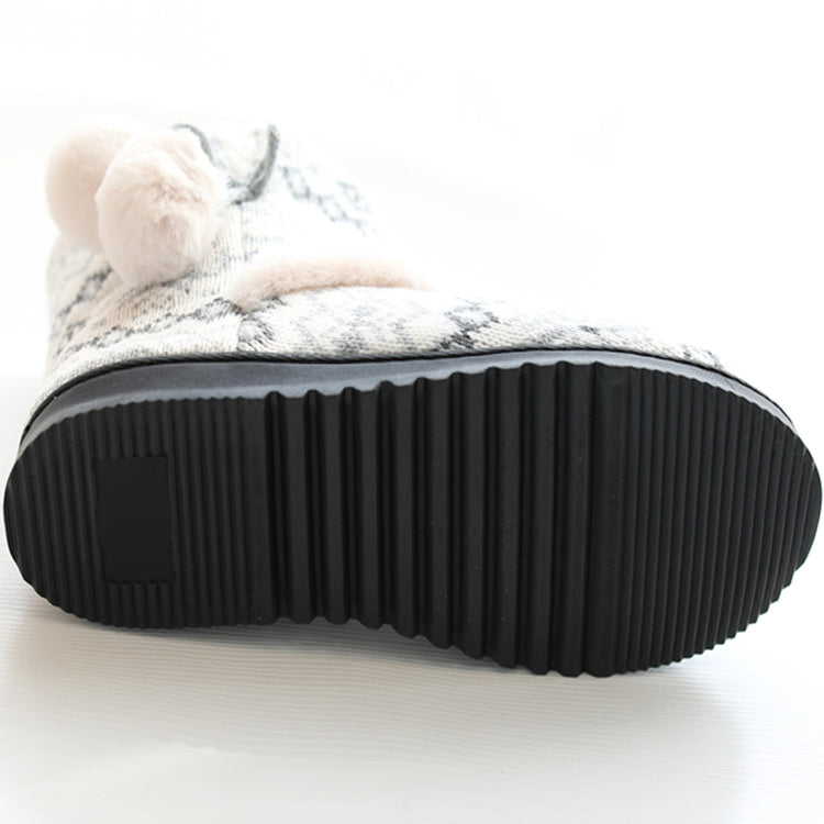 Winter High-Top Cotton Slippers Cotton Slippers With Heel Velvet Thick-Soled Indoor Warm Shoes, Size:35-36