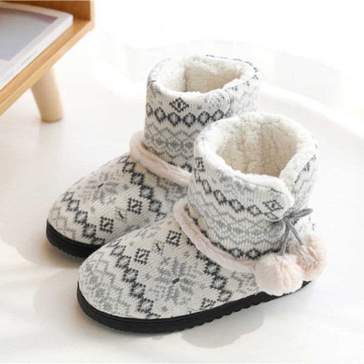 Winter High-Top Cotton Slippers Cotton Slippers With Heel Velvet Thick-Soled Indoor Warm Shoes, Size:37-38