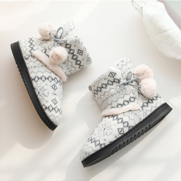 Winter High-Top Cotton Slippers Cotton Slippers With Heel Velvet Thick-Soled Indoor Warm Shoes, Size:37-38