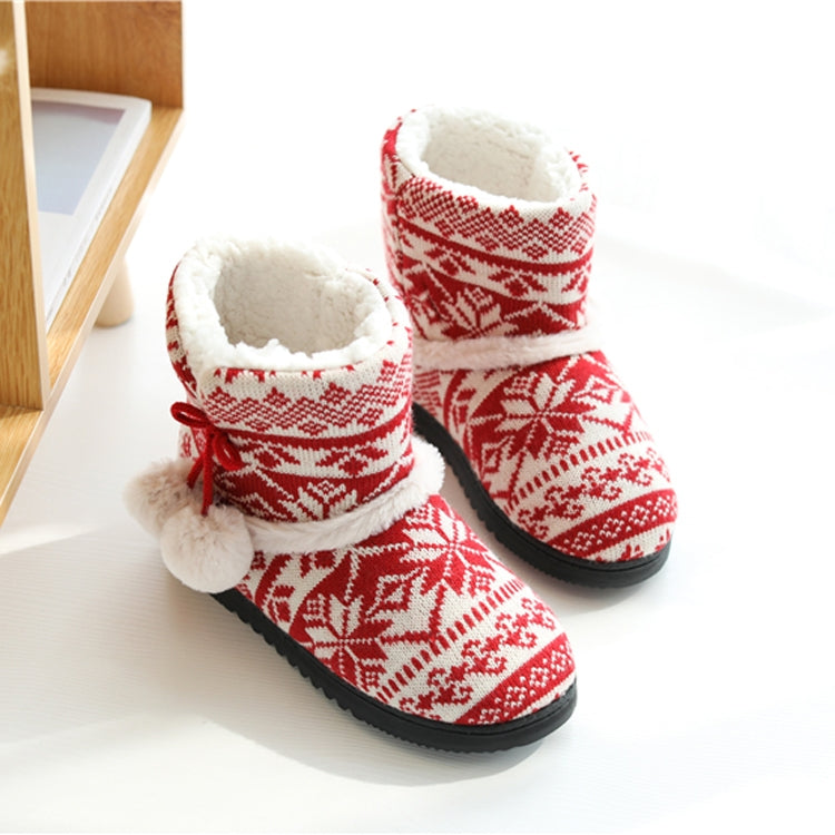 Winter High-Top Cotton Slippers Cotton Slippers With Heel Velvet Thick-Soled Indoor Warm Shoes, Size:37-38