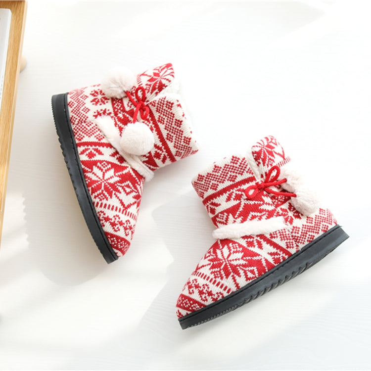 Winter High-Top Cotton Slippers Cotton Slippers With Heel Velvet Thick-Soled Indoor Warm Shoes, Size:37-38