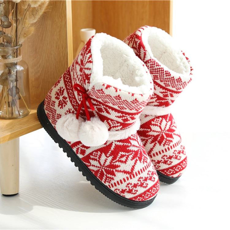 Winter High-Top Cotton Slippers Cotton Slippers With Heel Velvet Thick-Soled Indoor Warm Shoes, Size:37-38