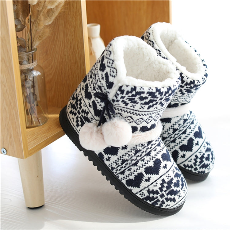Winter High-Top Cotton Slippers Cotton Slippers With Heel Velvet Thick-Soled Indoor Warm Shoes, Size:37-38