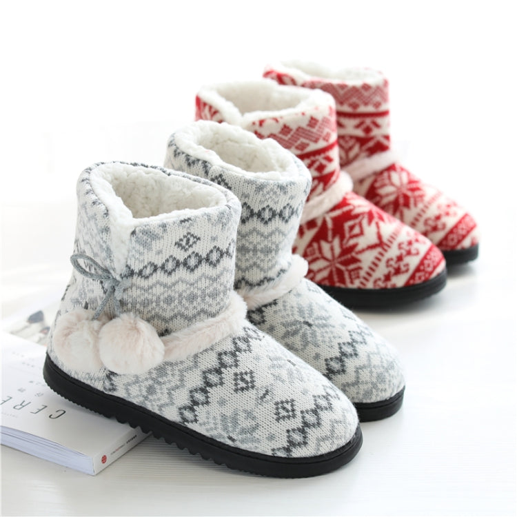 Winter High-Top Cotton Slippers Cotton Slippers With Heel Velvet Thick-Soled Indoor Warm Shoes, Size:37-38