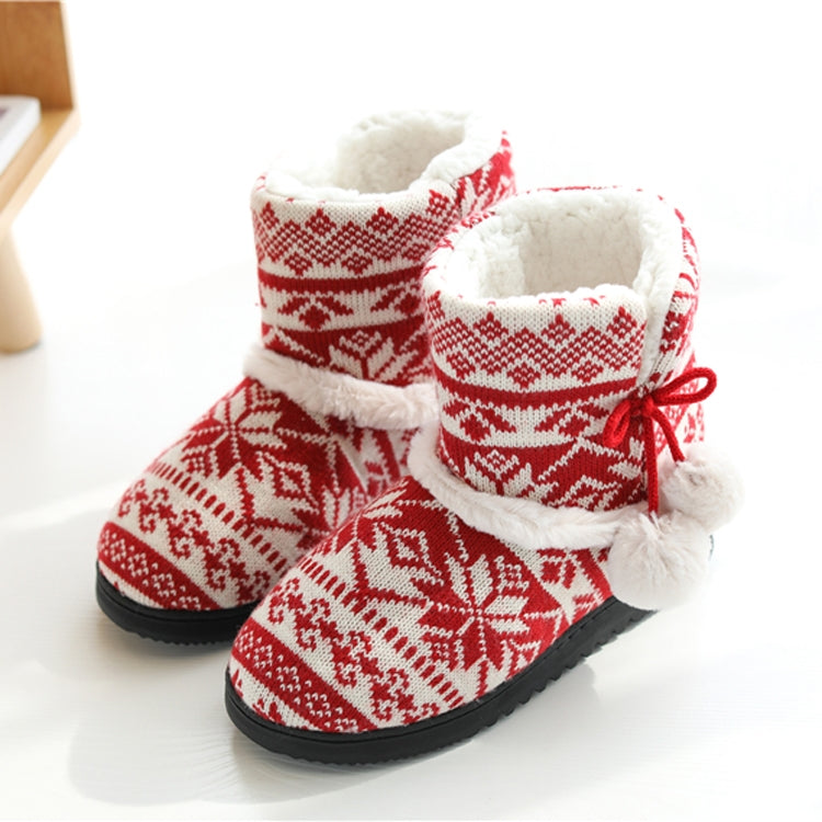 Winter High-Top Cotton Slippers Cotton Slippers With Heel Velvet Thick-Soled Indoor Warm Shoes, Size:39-40