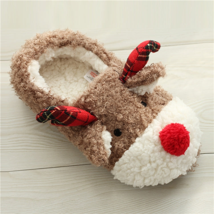 Elk Slippers Cute Thick-Soled With Heel Cotton Slippers Autumn And Winter Cotton Slippers, Colour: Brown