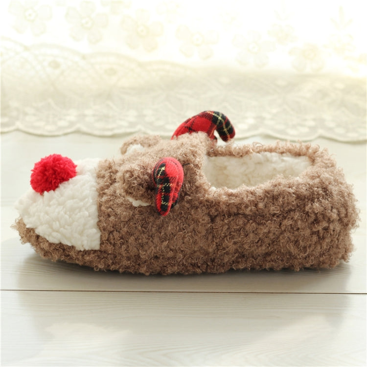 Elk Slippers Cute Thick-Soled With Heel Cotton Slippers Autumn And Winter Cotton Slippers, Colour: Brown
