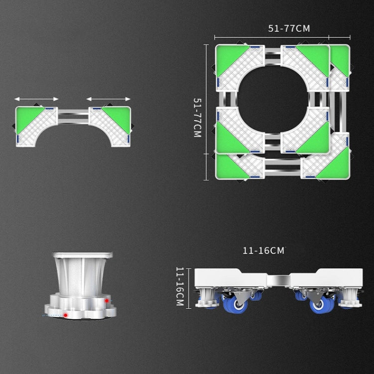 Double Tube 12 Feet Adjustable Stainless Steel Refrigerator Bracket Washing Machine Base Bracket