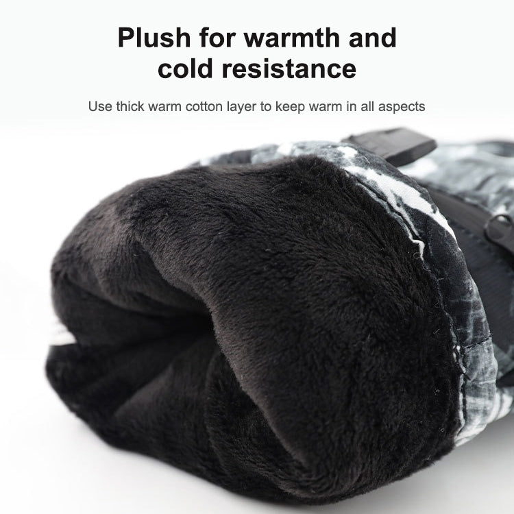 Winter Thermal Ski Gloves Outdoor Waterproof Velvet Gloves Thickening Touch Screen Motorcycle Gloves, Size: M(White)