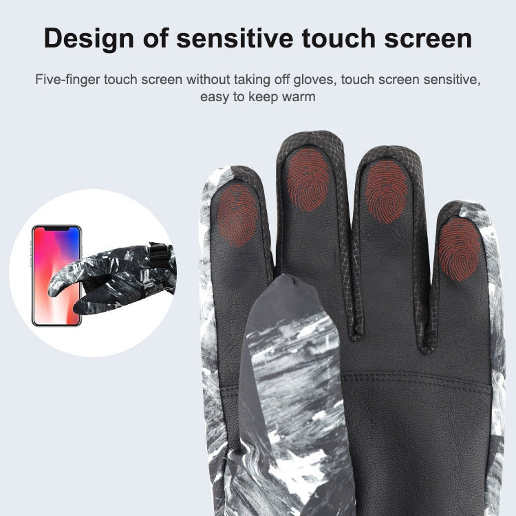 Winter Thermal Ski Gloves Outdoor Waterproof Velvet Gloves Thickening Touch Screen Motorcycle Gloves, Size: M(White)