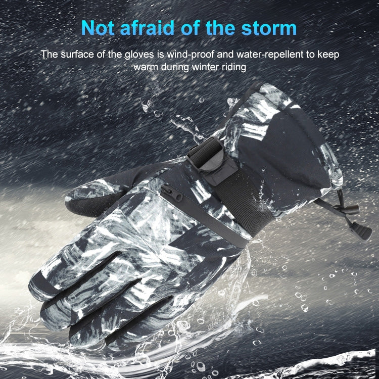 Winter Thermal Ski Gloves Outdoor Waterproof Velvet Gloves Thickening Touch Screen Motorcycle Gloves, Size: M(White)