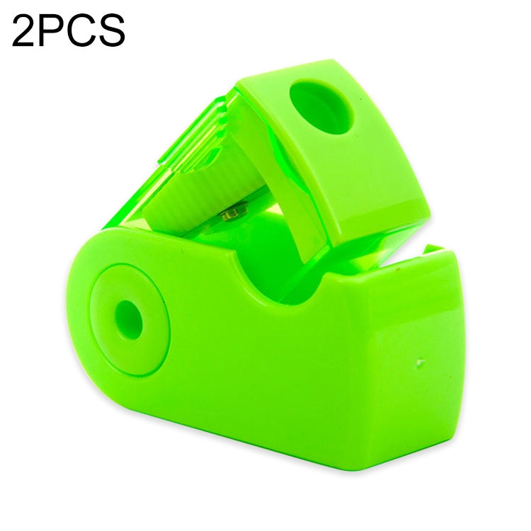 2 PCS Manual Push Pull Pencil Sharpener Single Hole Double Hole Multi-functional Office Stationery