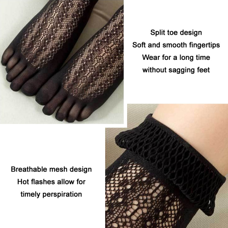 3 PCS Women Thin Breathable Velvet Five-Finger Bubble Lace Short Stockings, Size:Free Size