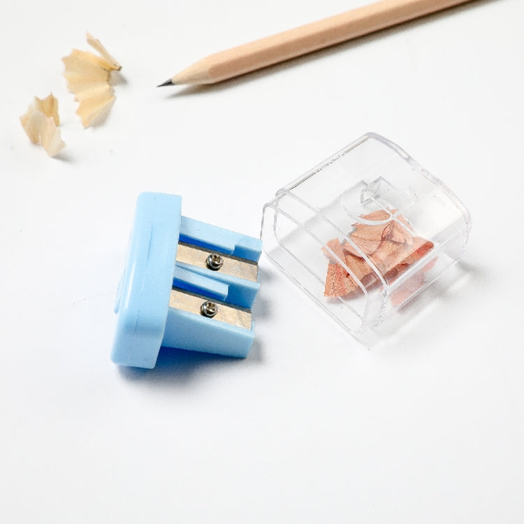 Double Holes Plastic Pencil Sharpeners Candy Color Transparent Standard Pencil Cutting Machine
