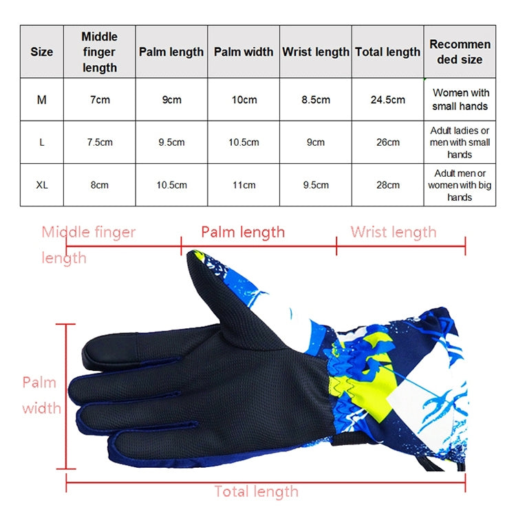 Touch Screen Skiing Gloves Thickened Anti-Skid Waterproof Velvet Gloves Windproof Warm Motorcycle Riding Gloves, Size: L
