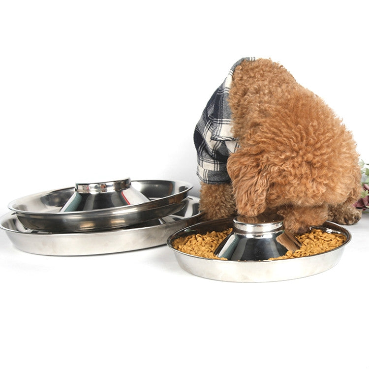 Pet Dog Food Bowl Dog Food Bowl Stainless Steel Slow Food Bowl Pet Supplies, Size:34cm