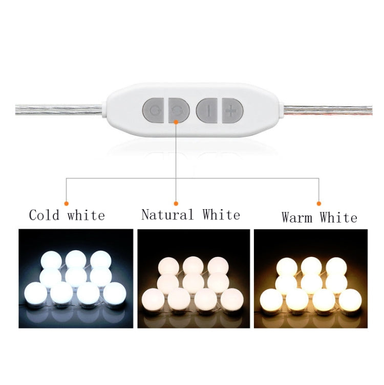 10 LEDs USB Mirror Front Light Three Color Temperature Hidden Wiring String Light
