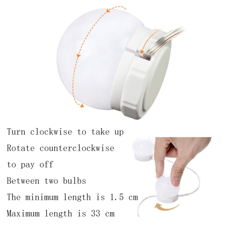 10 LEDs USB Mirror Front Light Three Color Temperature Hidden Wiring String Light