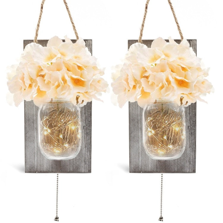 2 PCS / Set Retro Mason Jar Wall Lamp Outdoor Loft Bedroom Lamp Bottle