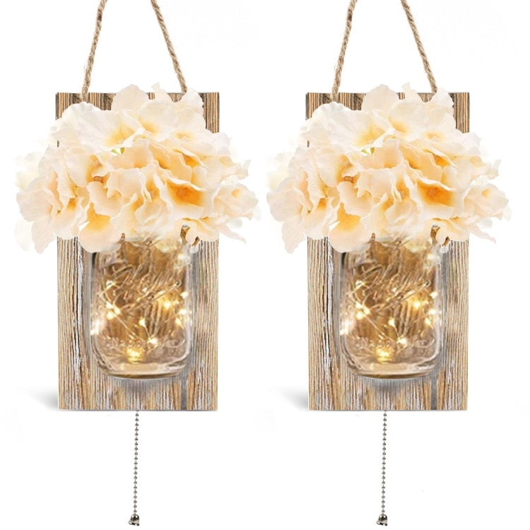 2 PCS / Set Retro Mason Jar Wall Lamp Outdoor Loft Bedroom Lamp Bottle