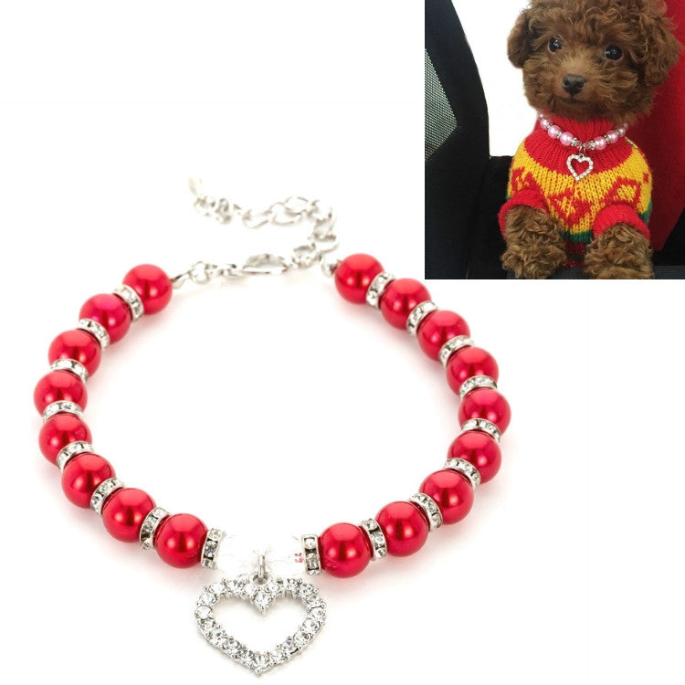 5 PCS Pet Supplies Pearl Necklace Pet Collars Cat and Dog Accessories, Size:M