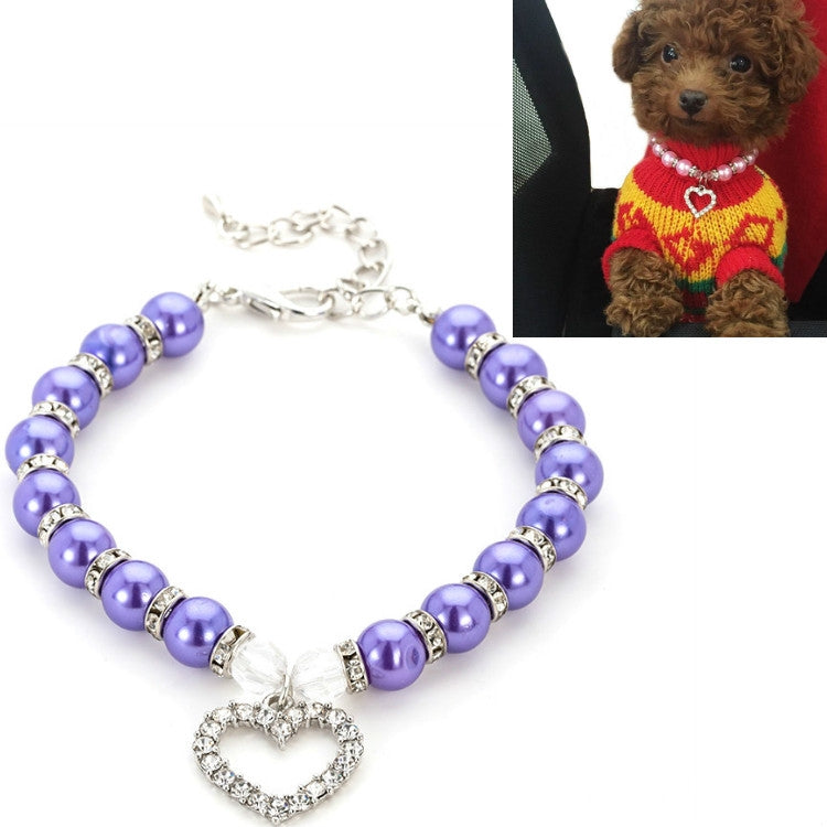 5 PCS Pet Supplies Pearl Necklace Pet Collars Cat and Dog Accessories, Size:M