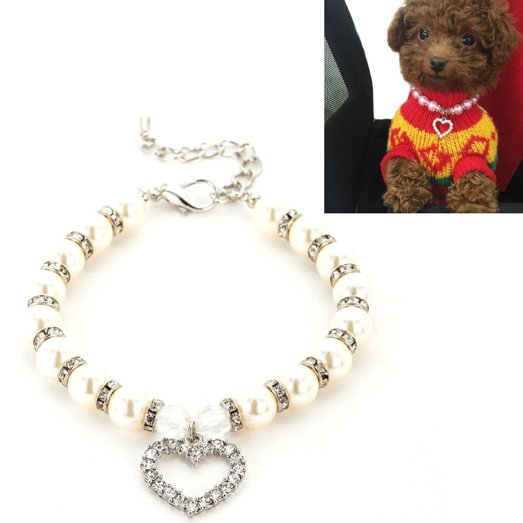 5 PCS Pet Supplies Pearl Necklace Pet Collars Cat and Dog Accessories, Size:M