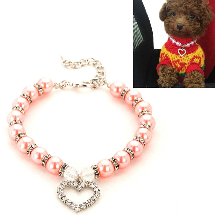 5 PCS Pet Supplies Pearl Necklace Pet Collars Cat and Dog Accessories, Size:M