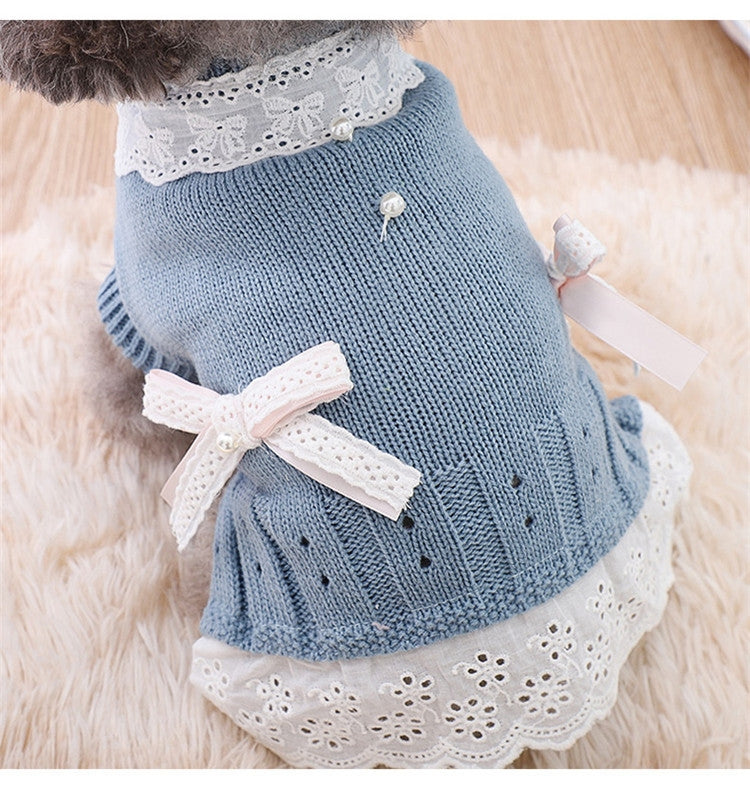 Autumn Puppy Clothes Teddy Bichon Hiromi Autumn And Winter Clothes Thick Wool Skirt, Size: S