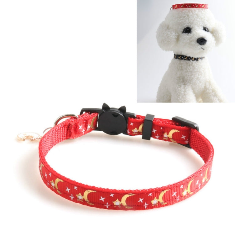 5 PCS Pet Collar Webbing Cat Collar Star Moon with Pendant, Size:1x28cm