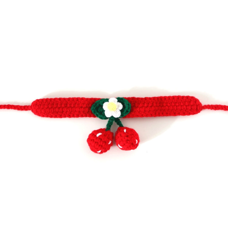 3 PCS Pet Handmade Knitted Wool Cherry Cat Dog Collar Bib Adjustable Necklace, Specification: M 25-30cm