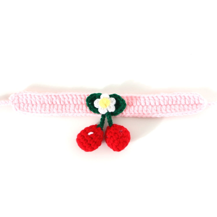 3 PCS Pet Handmade Knitted Wool Cherry Cat Dog Collar Bib Adjustable Necklace, Specification: M 25-30cm