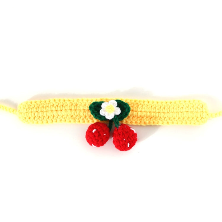 3 PCS Pet Handmade Knitted Wool Cherry Cat Dog Collar Bib Adjustable Necklace, Specification: M 25-30cm