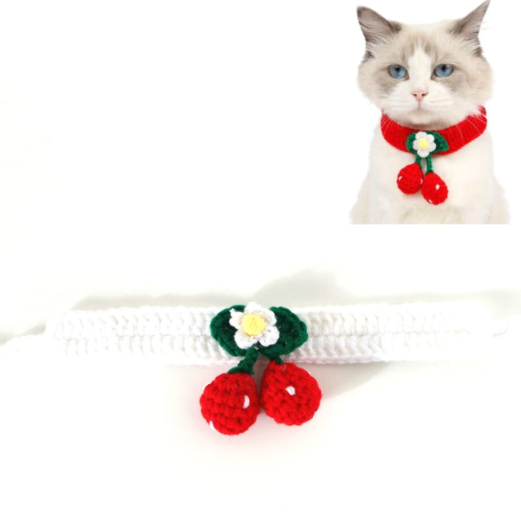 3 PCS Pet Handmade Knitted Wool Cherry Cat Dog Collar Bib Adjustable Necklace, Specification: M 25-30cm