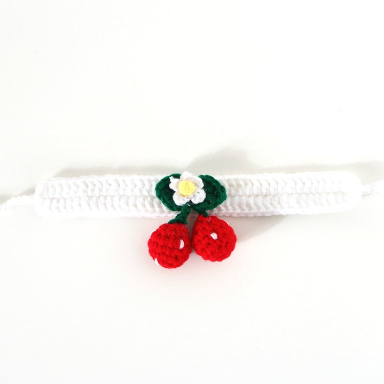 3 PCS Pet Handmade Knitted Wool Cherry Cat Dog Collar Bib Adjustable Necklace, Specification: M 25-30cm
