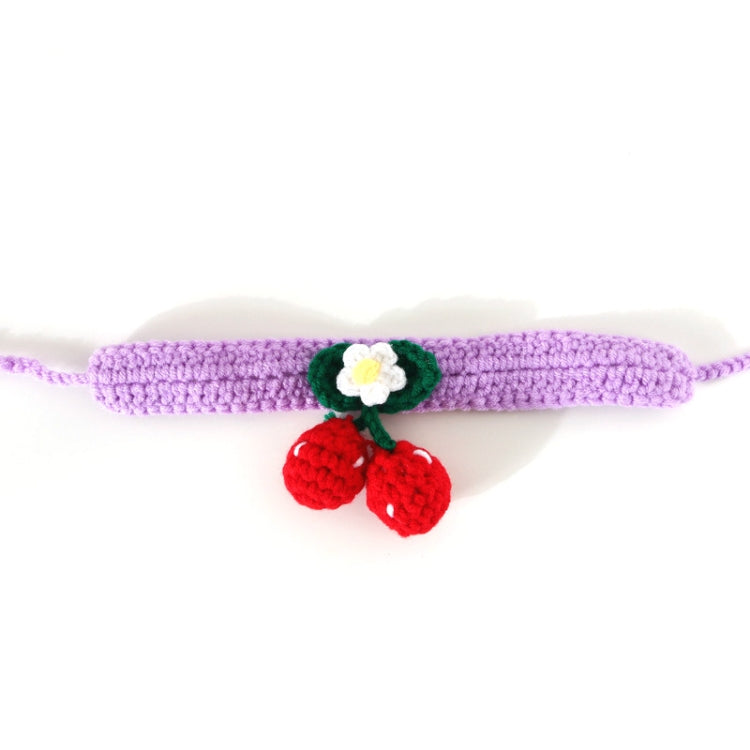 3 PCS Pet Handmade Knitted Wool Cherry Cat Dog Collar Bib Adjustable Necklace, Specification: M 25-30cm
